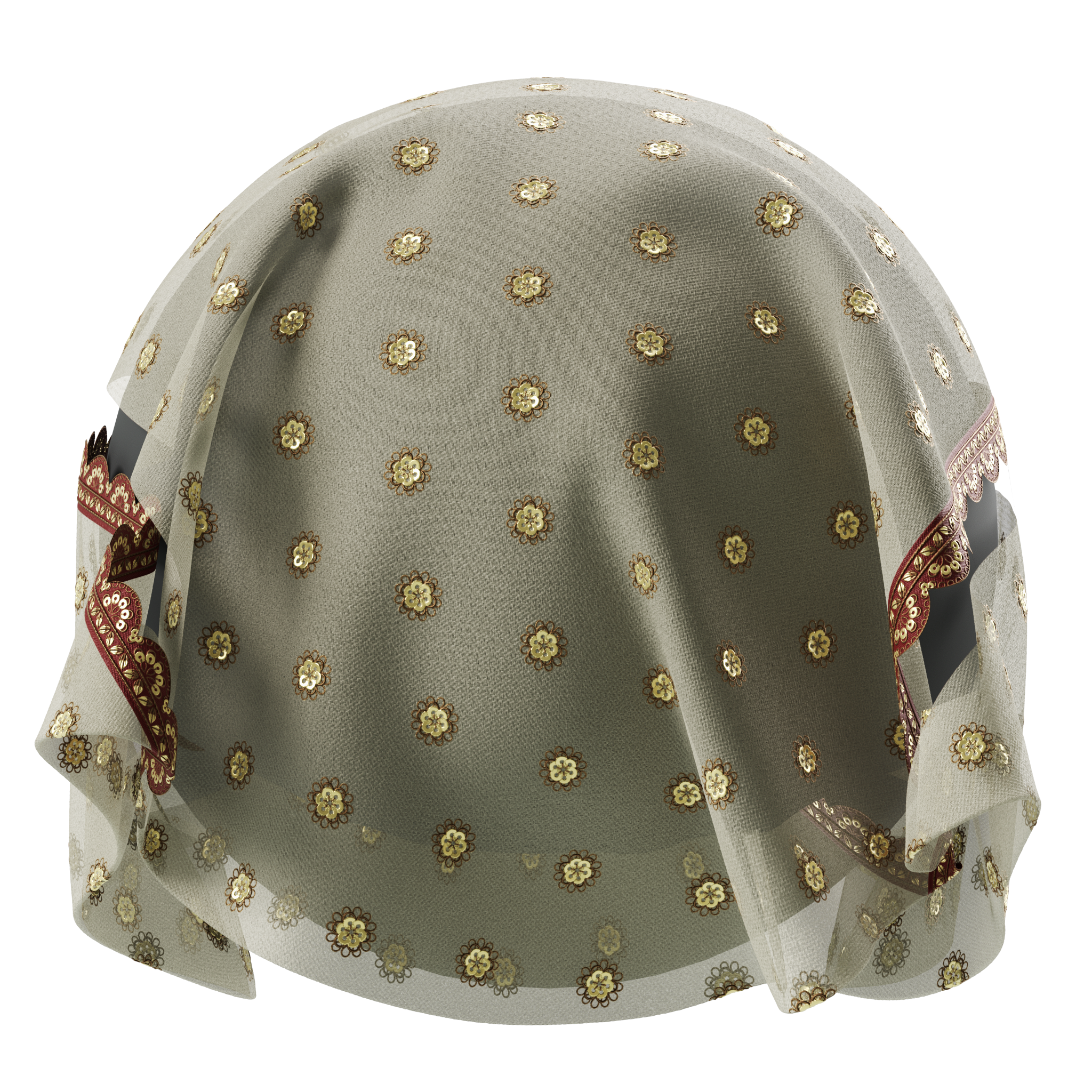 Beaded Dupatta Fabric