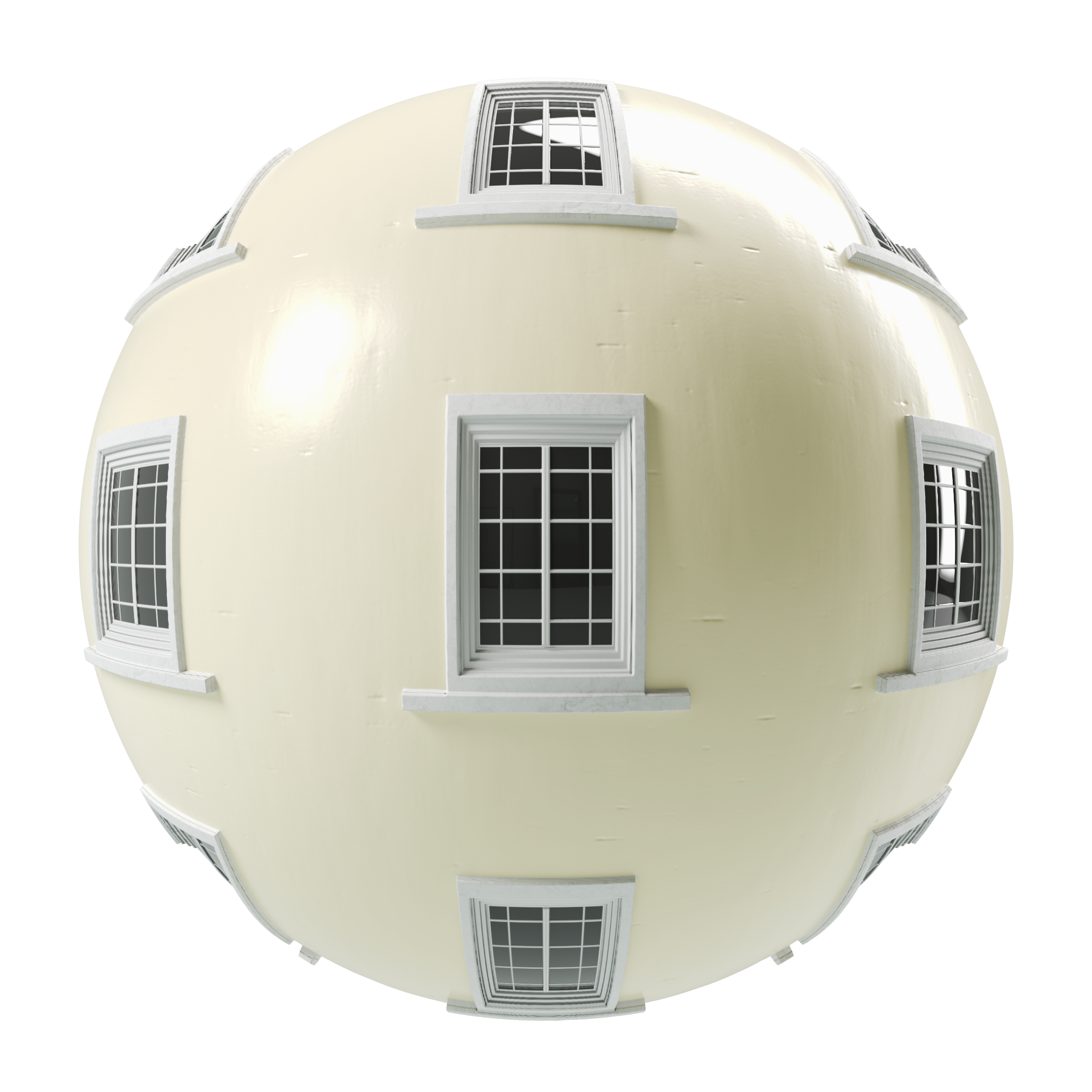 English Style Painted Square Window Facade 01