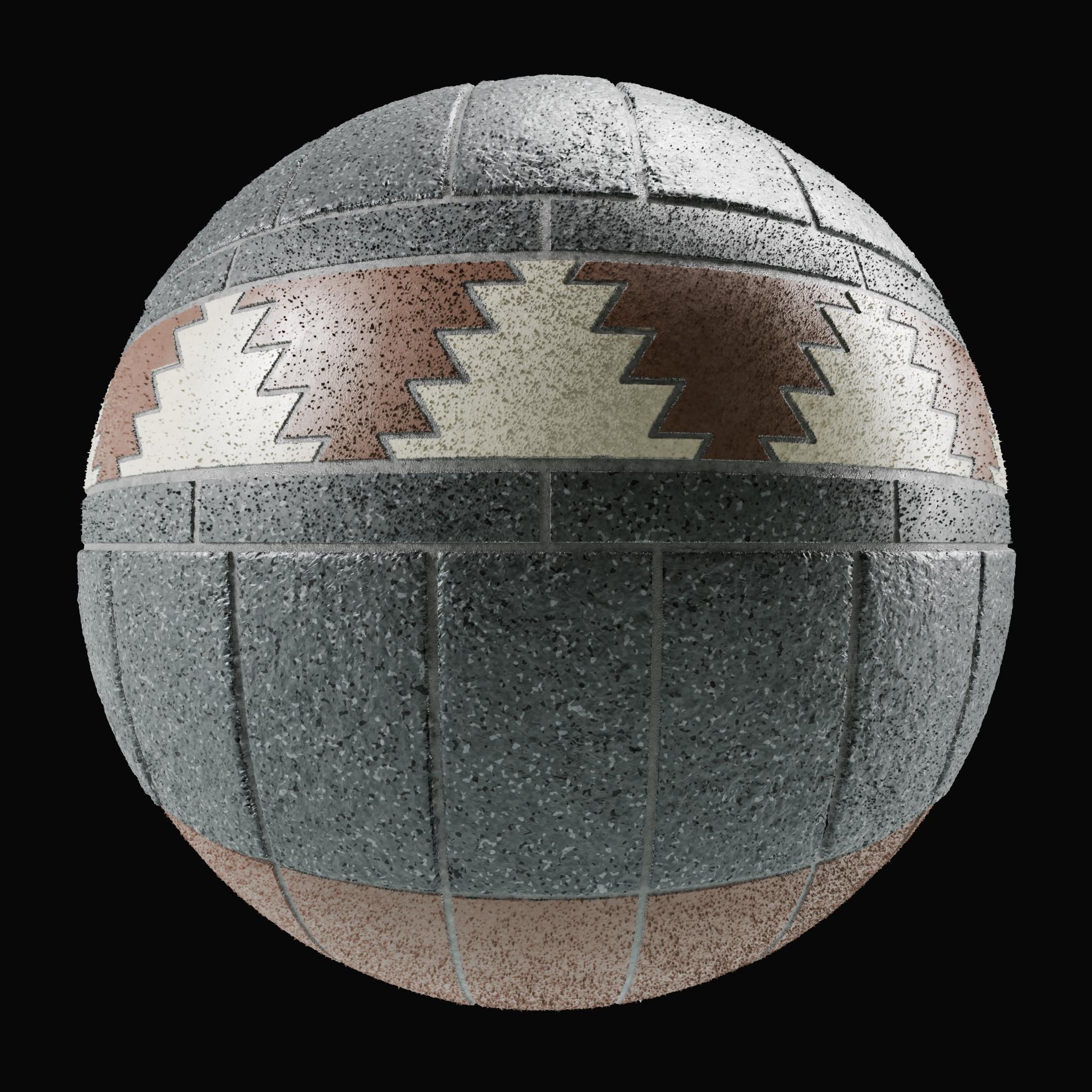 Grey Ceramic Oriental Grid Spike Tiles on Substance 3D Assets